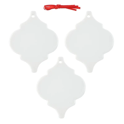 4" Arabesque Ceramic Sublimation Ornaments, 3ct. by Make Market®
