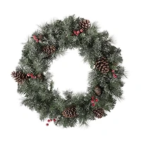 Glitzhome® 24" LED Glittered Pinecone Christmas Wreath