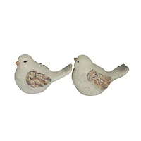 12" Gray Stone Farmhouse Bird Garden Sculpture Set