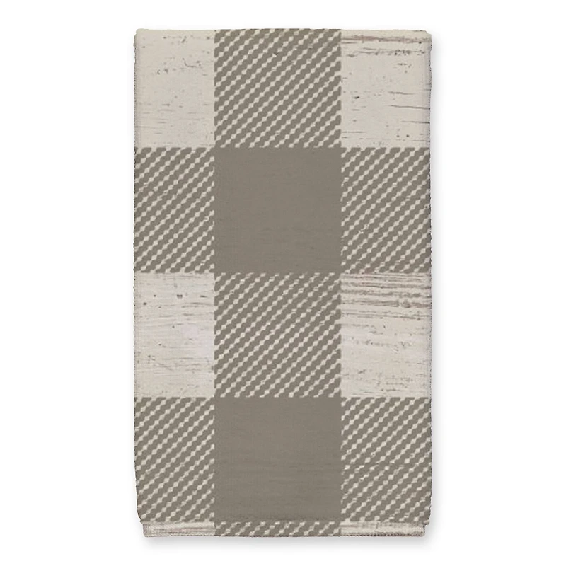 Our Cozy Kitchen Taupe Buffalo Check Tea Towel - Set of 2