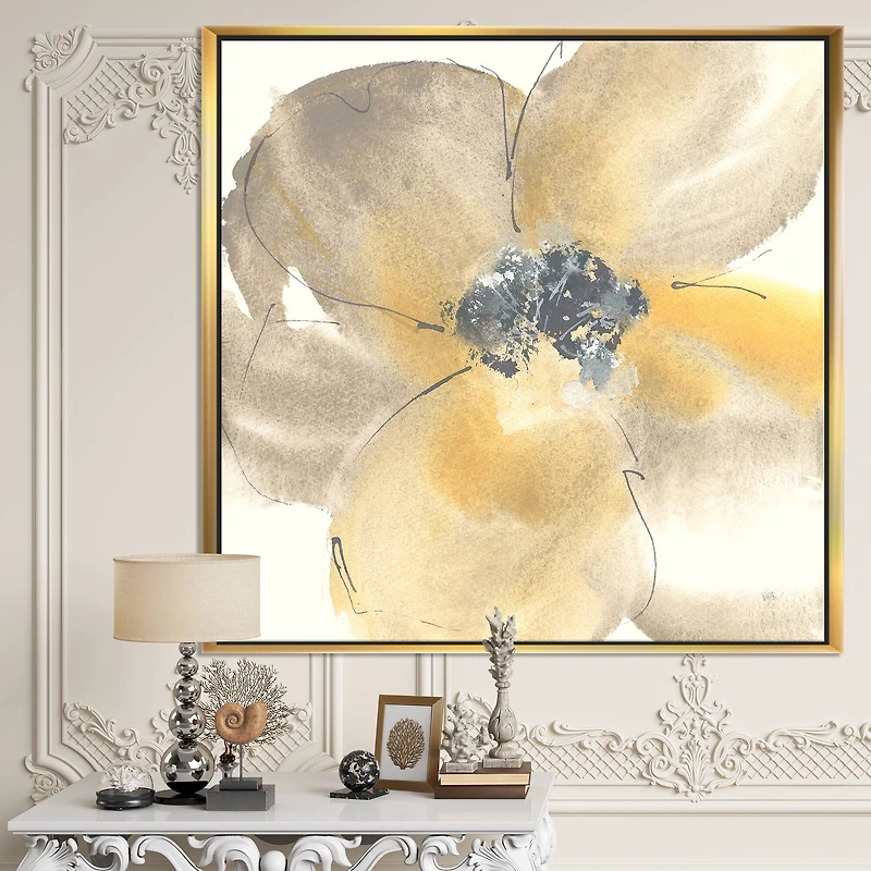 Designart - Galm Flower Tones II - Traditional Framed Canvas
