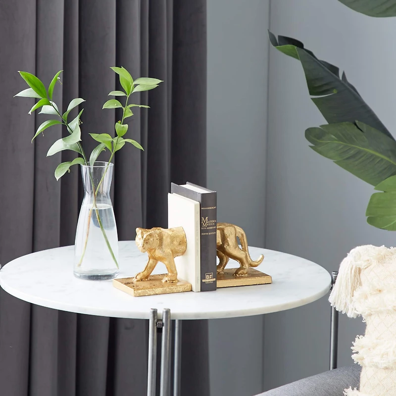 5" Gold Iron Cougar Glam Bookends