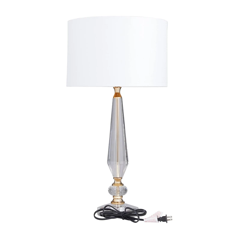 White Linen Traditional Buffet Lamp, 27" x 14" x 14"