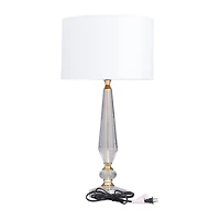 White Linen Traditional Buffet Lamp, 27" x 14" x 14"