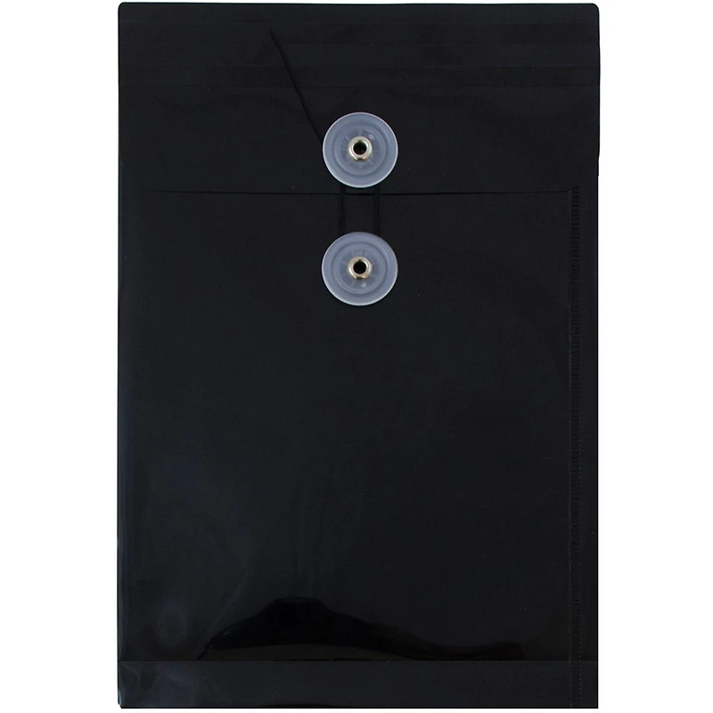 JAM Paper 6.25" x 9.25" Button & String Tie Closure Plastic Envelopes
