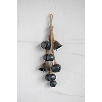 Hello Honey® Black Decorative Metal Bells in Various Shapes on Jute Rope Hanger