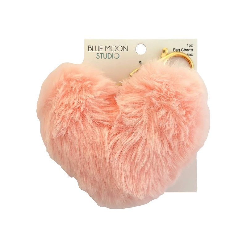 Blue Moon Studio™ Pink Fuzzy Heart Bag Charm