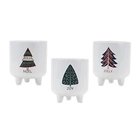 6.25" Footed Pine Tree Dolomite Planter Set