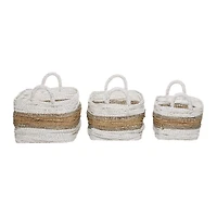 White & Brown Nesting Storage Basket Set