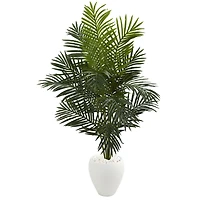 5.5ft. Paradise Artificial Palm Tree in White Planter