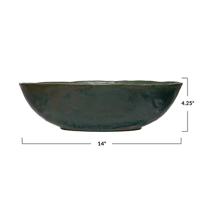 Hello Honey® Matte Green Reactive Glaze Stoneware Serving Bowl