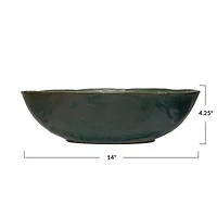 Hello Honey® Matte Green Reactive Glaze Stoneware Serving Bowl