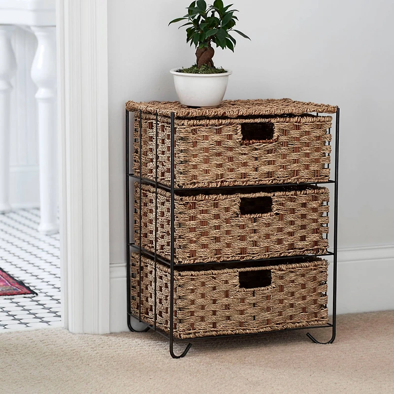 Household Essentials 3-Drawer Wicker Storage Unit