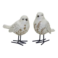 Bird Figurine with Etched Floral Design Set