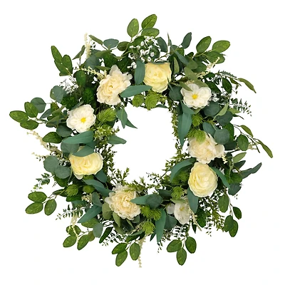 30'' Green and Eucalyptus Floral Spring Wreath