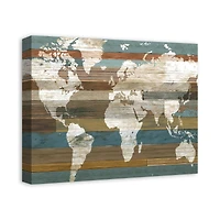 World Map Stripes 20" x 16" Canvas Wall Art