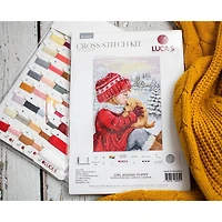 Luca-S Girl Kissing Puppy Counted Cross Stitch Kit
