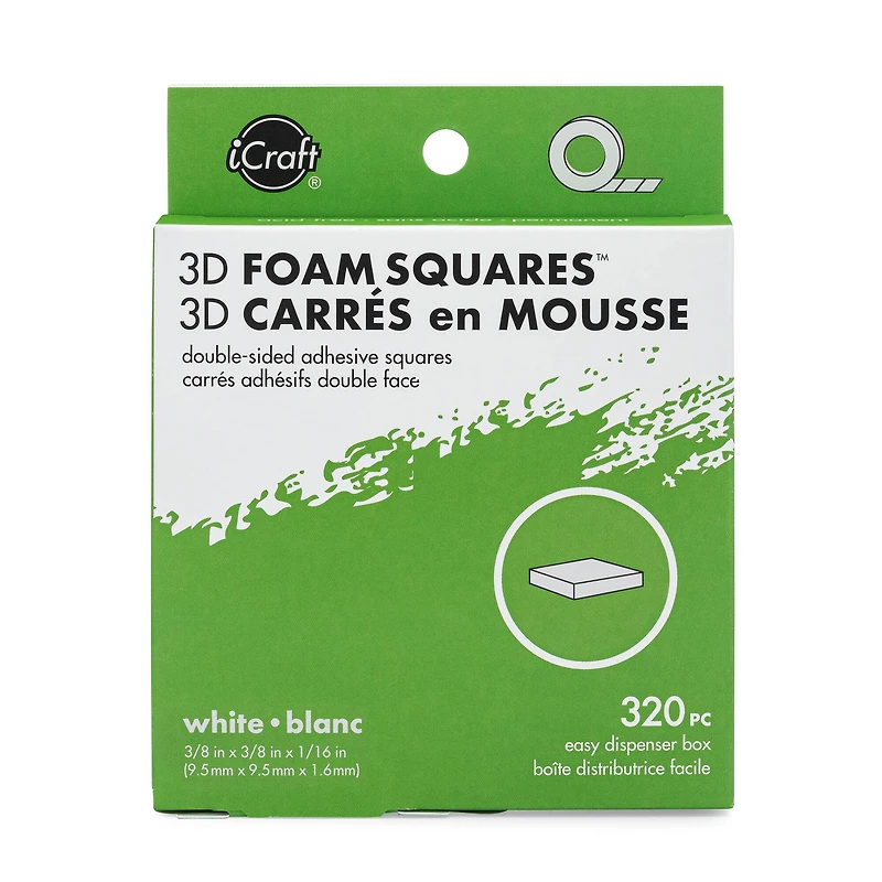 iCraft White 3D Foam Squares™, 320ct.
