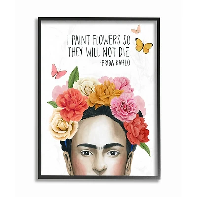 Stupell Industries Frida kahlo I Paint Flowers Wall Art in Black Frame