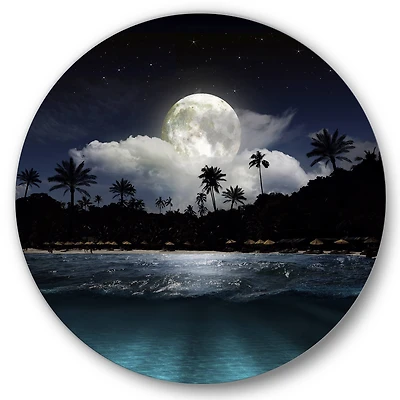 Designart - Fishing Boat Under Tropical Full Moon