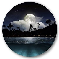 Designart - Fishing Boat Under Tropical Full Moon