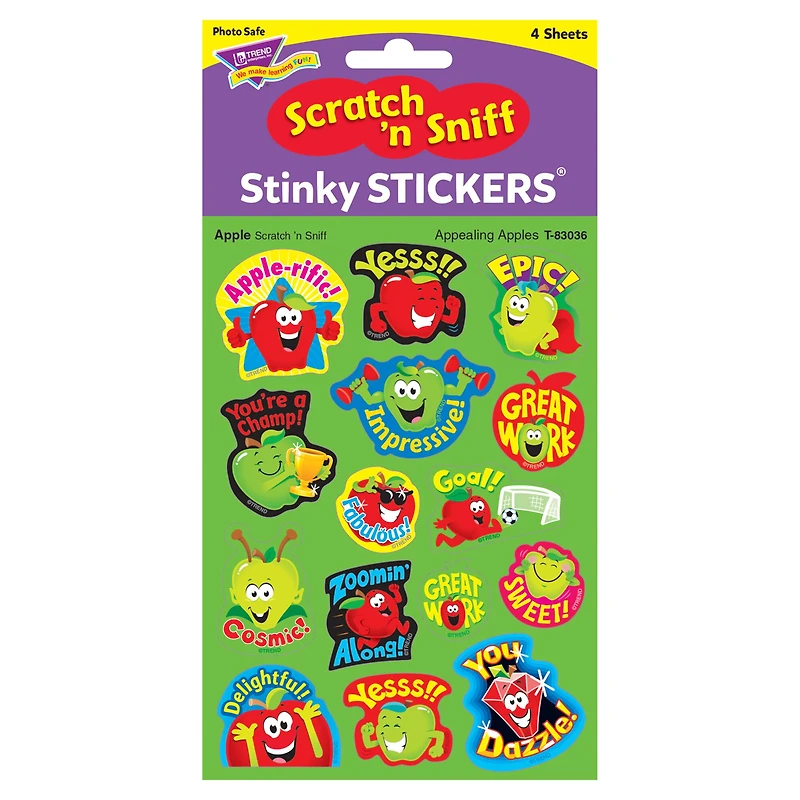 Trend Enterprises® Appealing Apples Stinky Stickers®, 6 Packs of 60