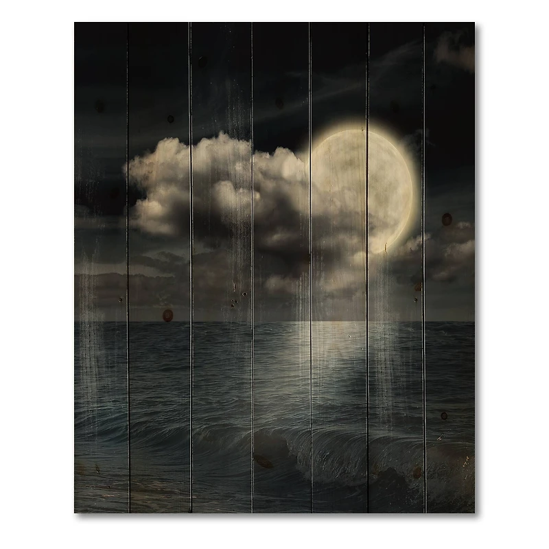 Designart - Full Moon In Cloudy Night Sky VI