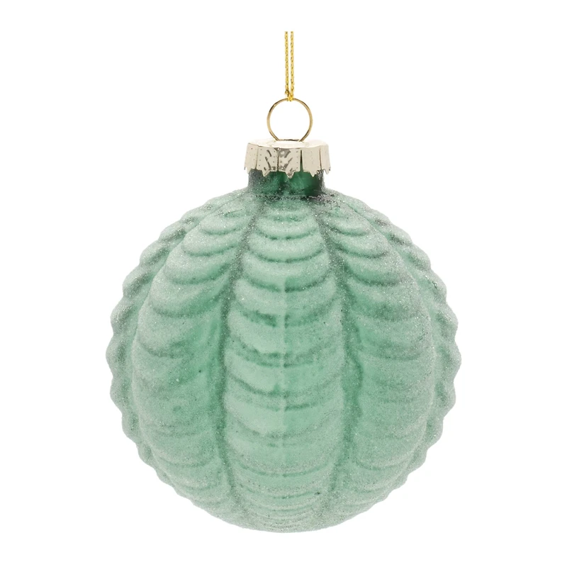 Green Frosted Glass Ball Ornament Set