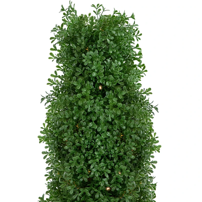 4ft. Pre-Lit Artificial Boxwood Cone Topiary Tree with Pot, Clear Lights