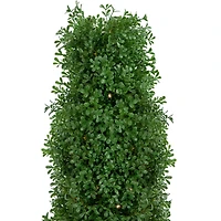 4ft. Pre-Lit Artificial Boxwood Cone Topiary Tree with Pot, Clear Lights