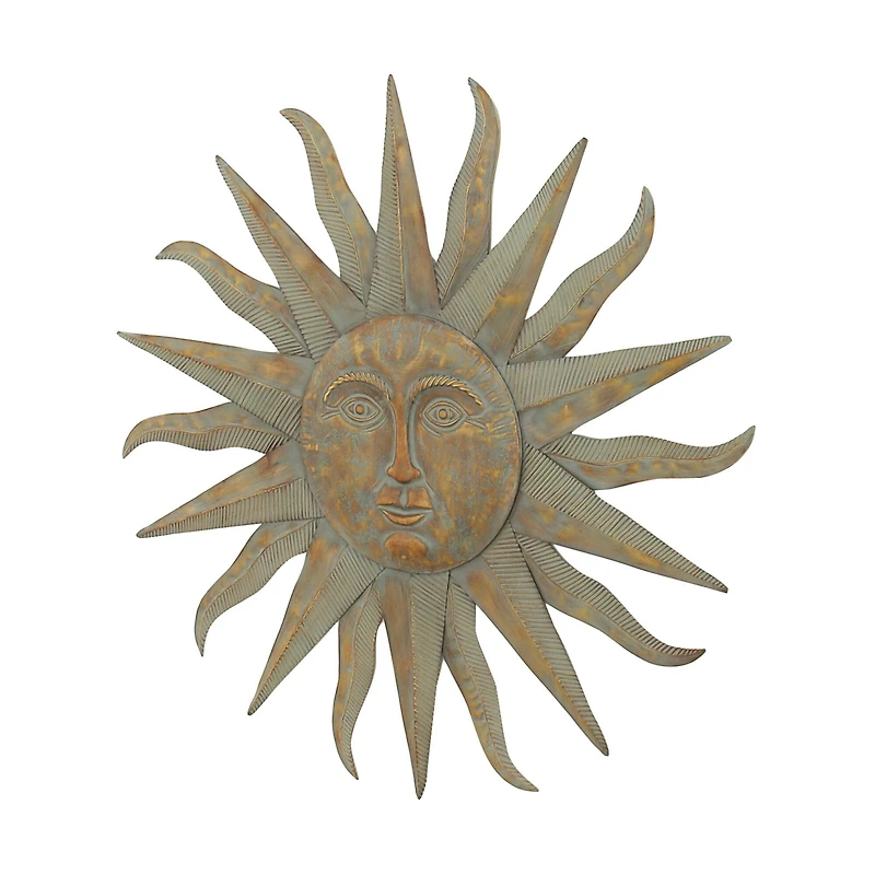 Gray & Gold  Sun Metal Wall Accent