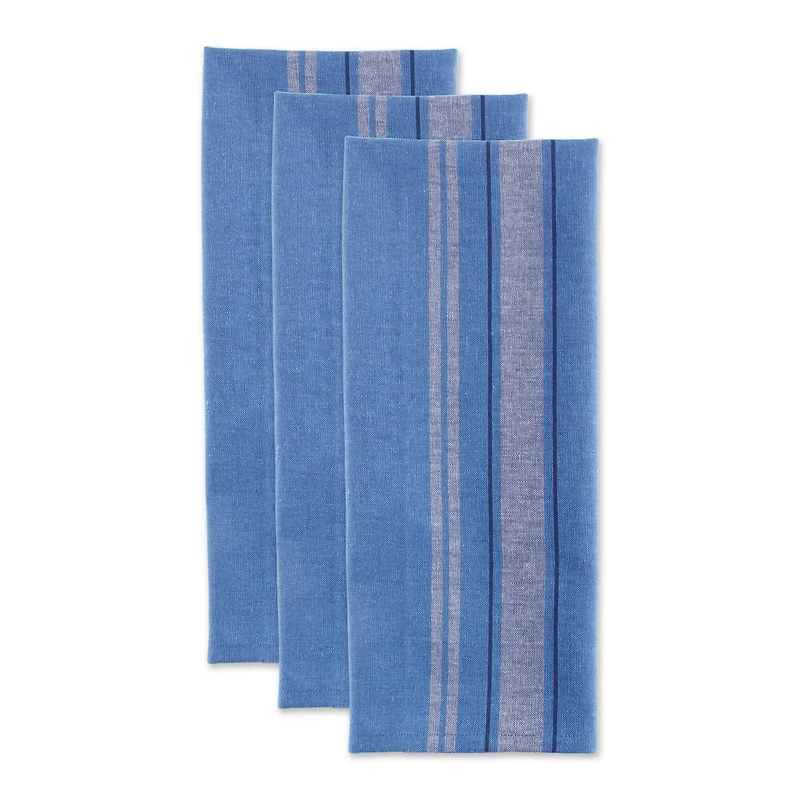 DII® Blue Chambray French Stripe Woven Dishtowel, 3ct.