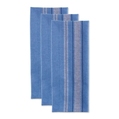 DII® Blue Chambray French Stripe Woven Dishtowel, 3ct.