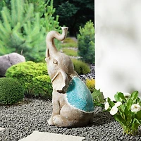 Glitzhome® 18" Faux Granite & Mosaic Sitting Elephant Statue