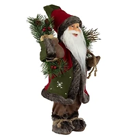 16" Country Rustic Standing Santa Claus with Knitted Snowflake Jacket