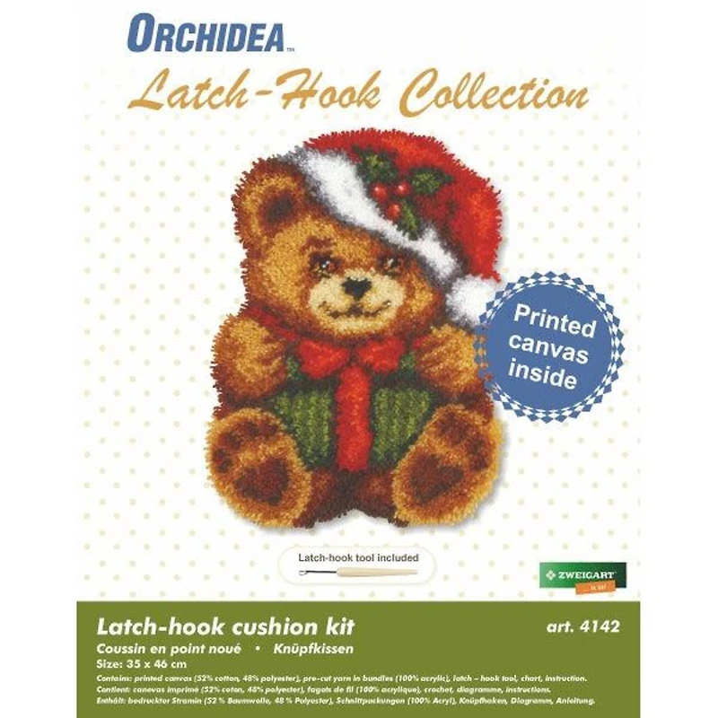 Orchidea Latch Hook Cushion Kit Christmas Teddy