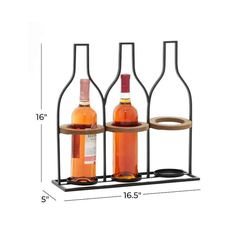 16" Black Metal Farmhouse Wine Rack