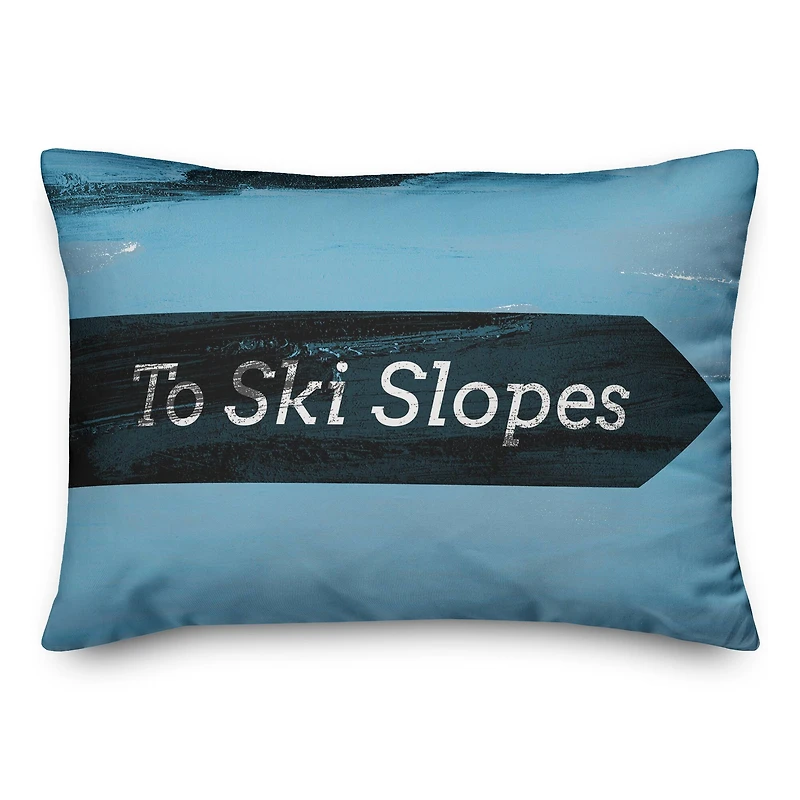 Ski Slopes Arrow Sign 14x20 Throw Pillow