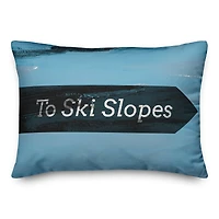 Ski Slopes Arrow Sign 14x20 Throw Pillow