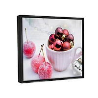Stupell Industries Gleaming Red Christmas Ornaments Framed Floater Canvas Wall Art