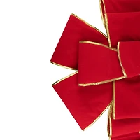 40" Red 3D 11-Loop Velveteen Christmas Bow with Gold Trim