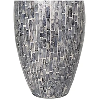 15" Gray Mother of Pearl Handmade Mosaic Inspired Vase