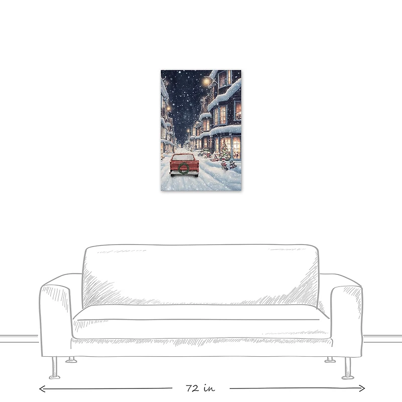Snowy Christmas Village Canvas Wall Art