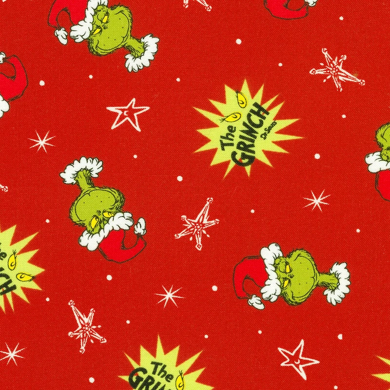 Dr. Seuss™ Grinch Head Toss Cotton Fabric