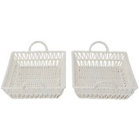 The Novogratz White Cotton Handmade Woven Storage Basket with Handles Set of 2 19", 18"