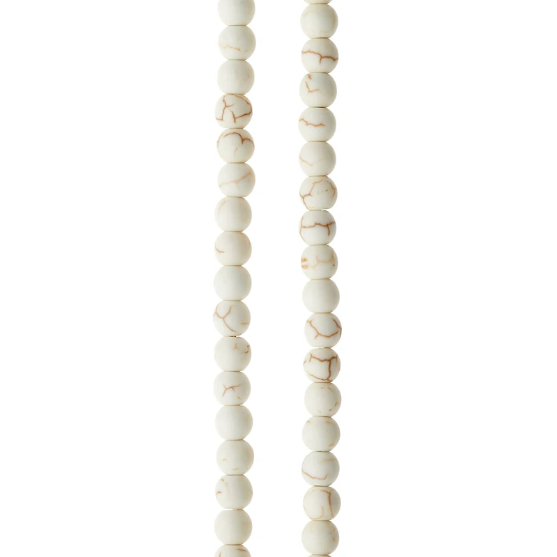 12 Pack:  White Crackle Dyed Howlite Round Beads, 6mm by Bead Landing™