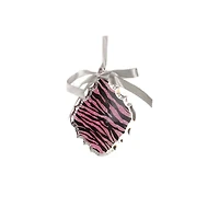 5.5" Glittered Magenta Pink Zebra Print Teardrop Prism Christmas Ornament