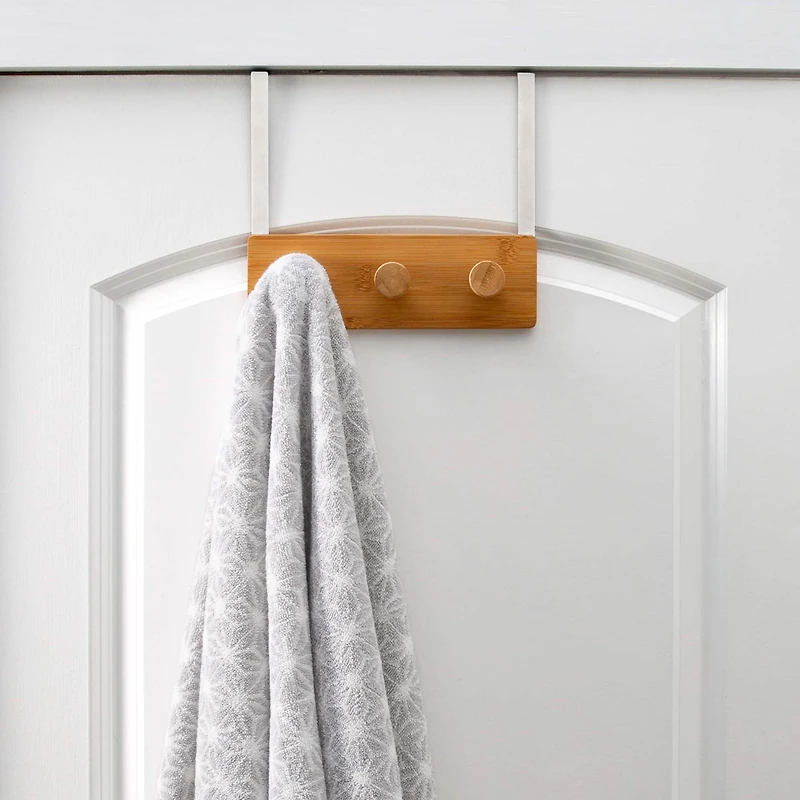 Simplify White Over the Door Bamboo 3 Hook