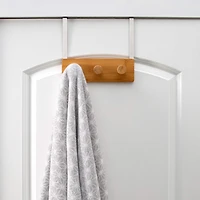 Simplify White Over the Door Bamboo 3 Hook