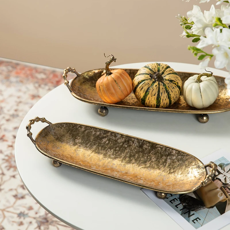 Glitzhome® Gold Oval Metal Decorative Trays Set